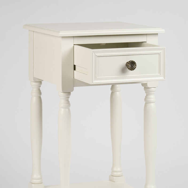 Ivory Side Table with Drawer